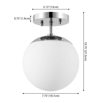 Marcel Bistro 7.75" Bohemian Farmhouse Iron/Frosted Glass LED Semi Flush Mount